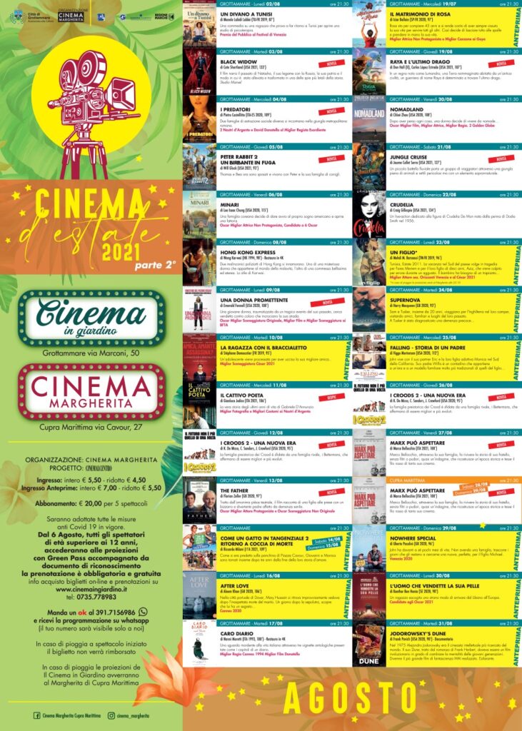 cinema in Giardino Agosto 2021