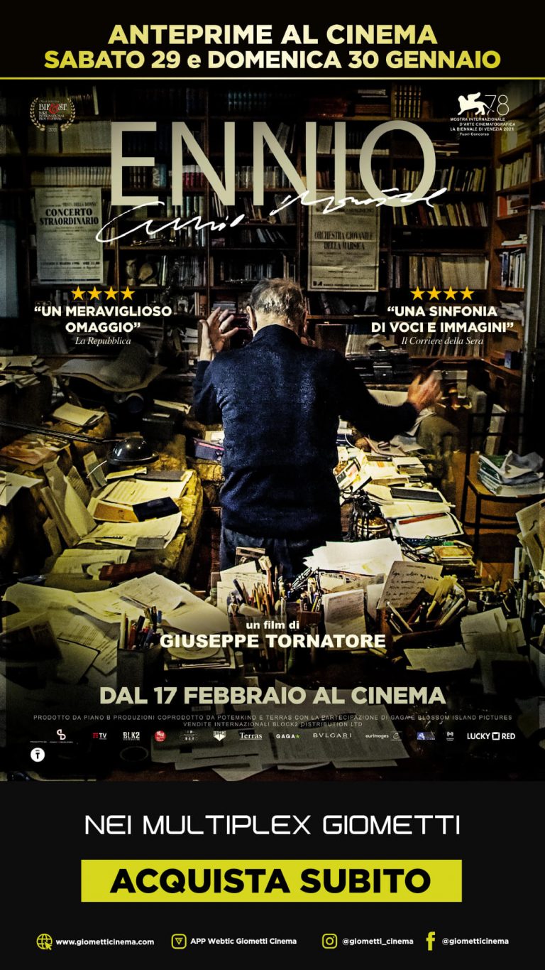"ENNIO" l'omaggio di Tornatore a Morricone, nei cinema Giometti l'anteprima sabato 29 e domenica 30 gennaio