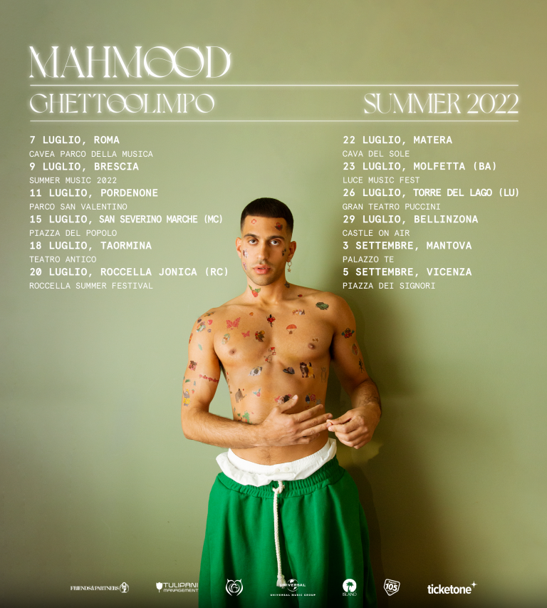 Mahmood annuncia Il Ghettolimpo Summer Tour. Il 15 luglio sarà in Piazza del Popolo a San Severino Marche