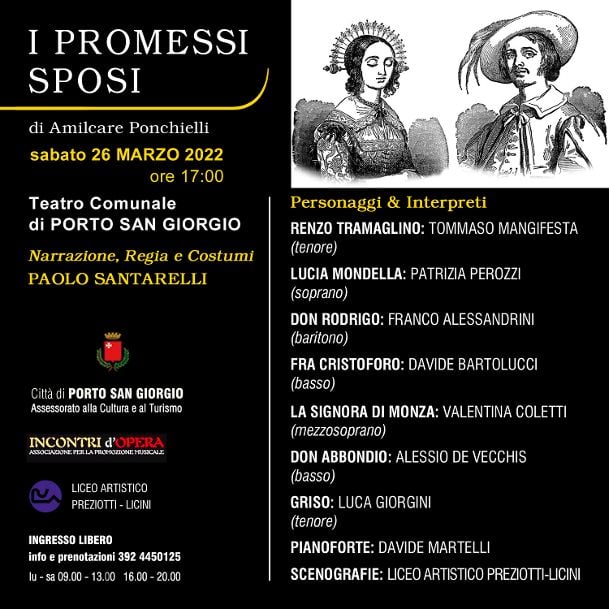 Porte aperte al Comunale di Porto San Giorgio per “I Promessi sposi” il 26 marzo (ore 17)