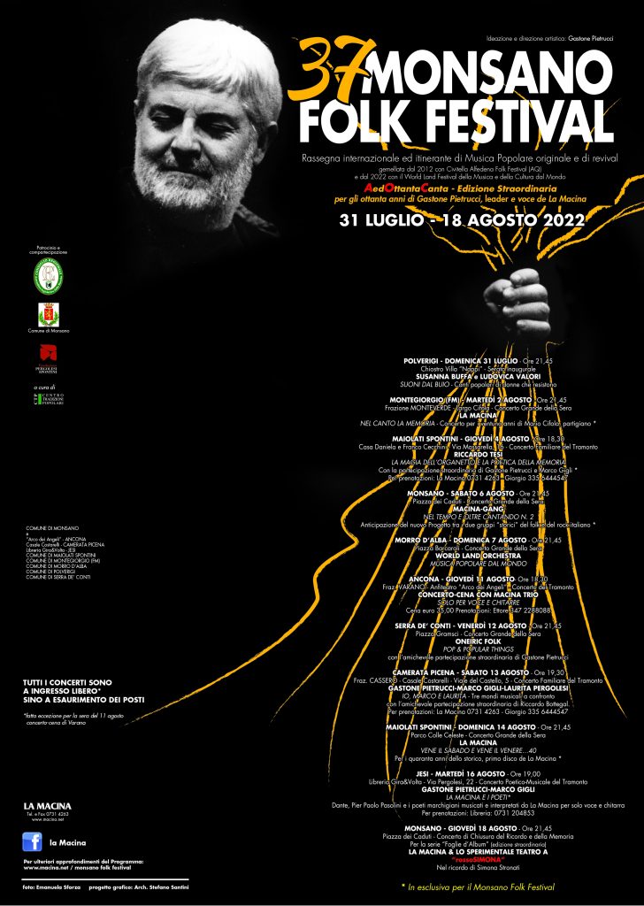 37° Monsano Folk Festival. Il 31 luglio (ore 21:45) concerto del duo romano Susanna Buffa & Ludovica Valori nel chiostro di Villa Nappi a Polverigi. TUTTO IL PROGRAMMA