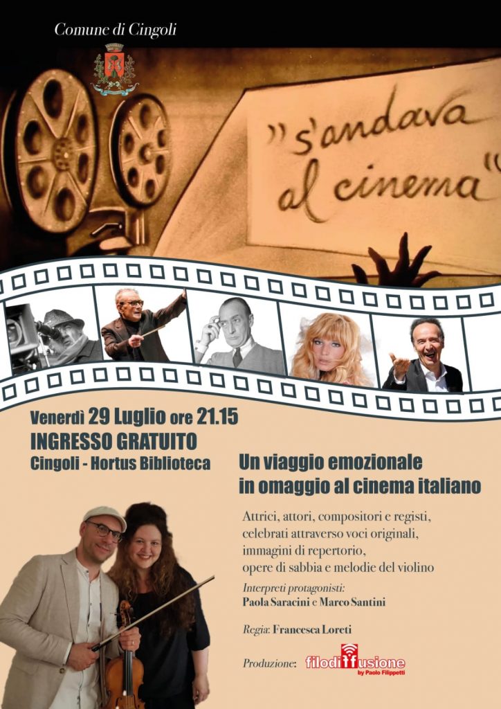 "S'andava al cinema" 29 luglio 2022 Hortus della Biblioteca di Cingoli