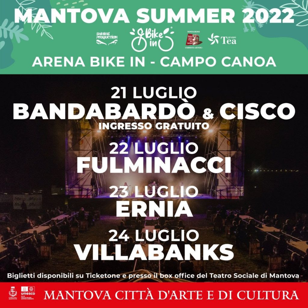 ARENA BIKE-IN di MANTOVA (21-24 luglio): torna l'appuntamento con gli spettacoli da raggiungere in bicicletta.