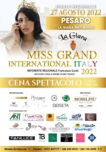 Finale Regionale Marche Miss Grand International Italy 2022 il 27 agosto alla Giara di Pesaro