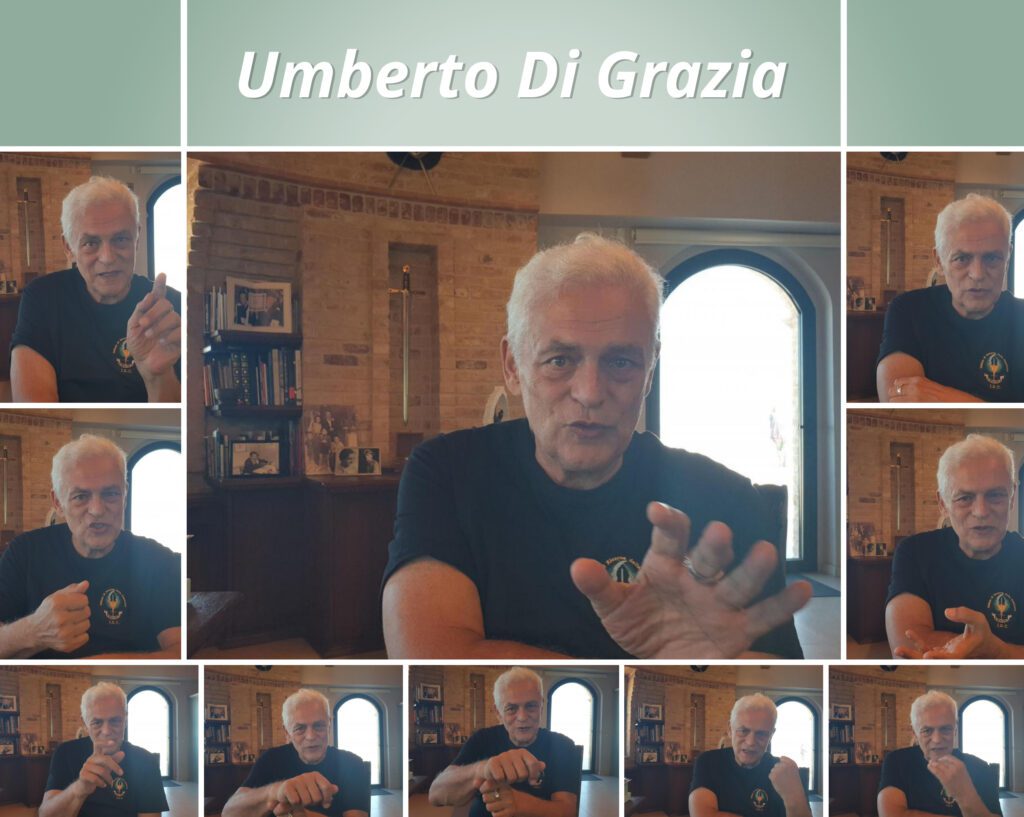 collage intervista Umberto Di Grazia al Castello di Malleus a Recanati seconda serata 220918