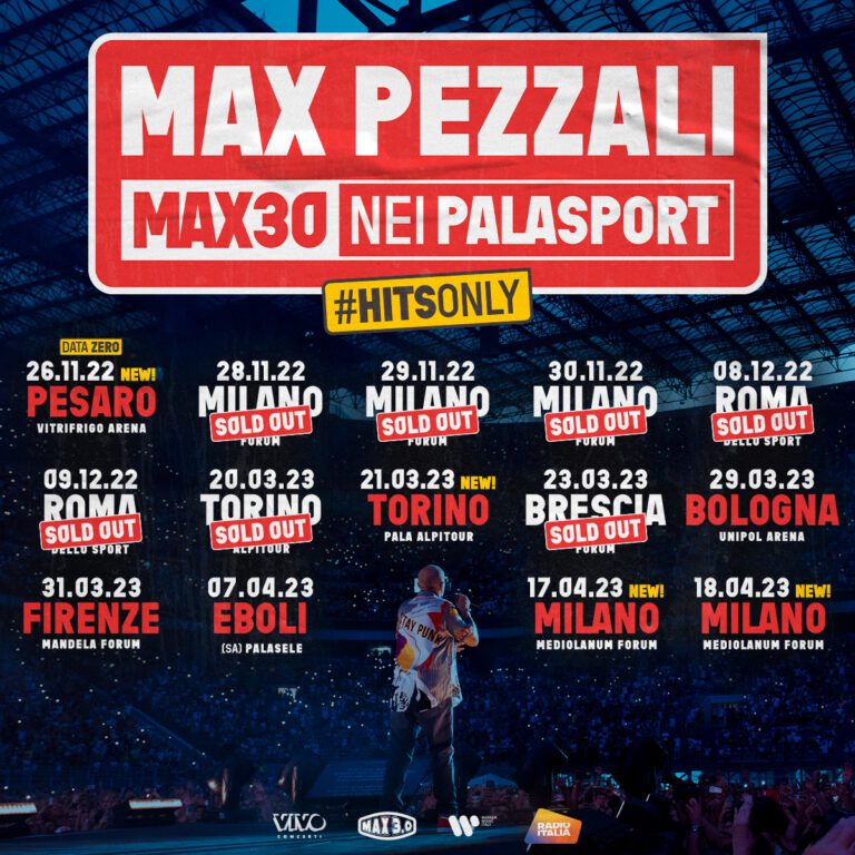 Max Pezzali con MAX30 nei palasport. La data zero il 26 novembre alla Vitrifrigo Arena di Pesaro