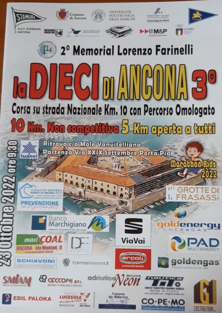 La Dieci di Ancona – 3^ Edizione: 2° Memorial Lorenzo Farinelli il 23 ottobre. La mission della Fondazione