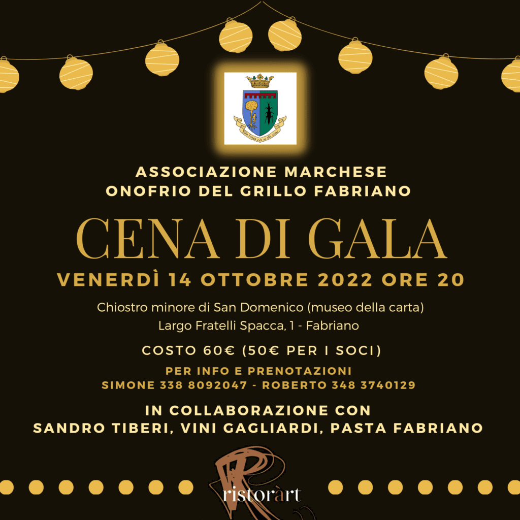 Associazione Marchese Onofrio del Grillo Fabriano: cena di gala e spettacolo al Teatro Sistina di Roma il 14 ottobre