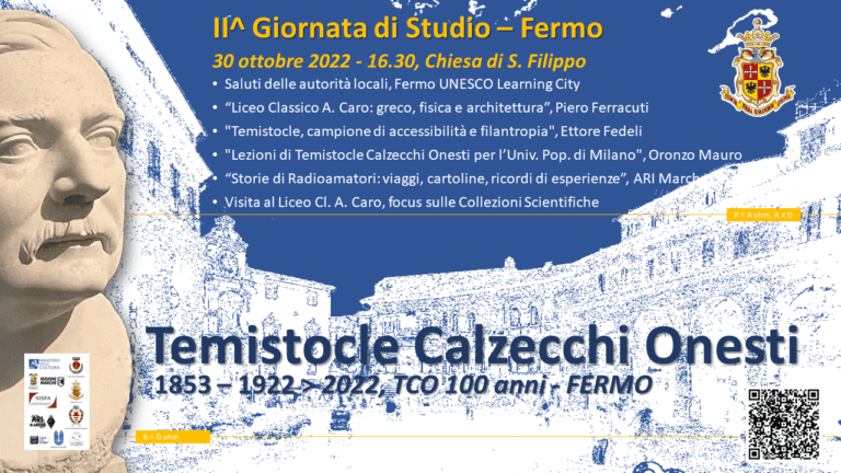A Fermo la seconda giornata in ricordo dei 100 anni dalla scomparsa di Temistocle Calzecchi Onesti domenica 30 ottobre ore 16:30 all’auditorium San Filippo