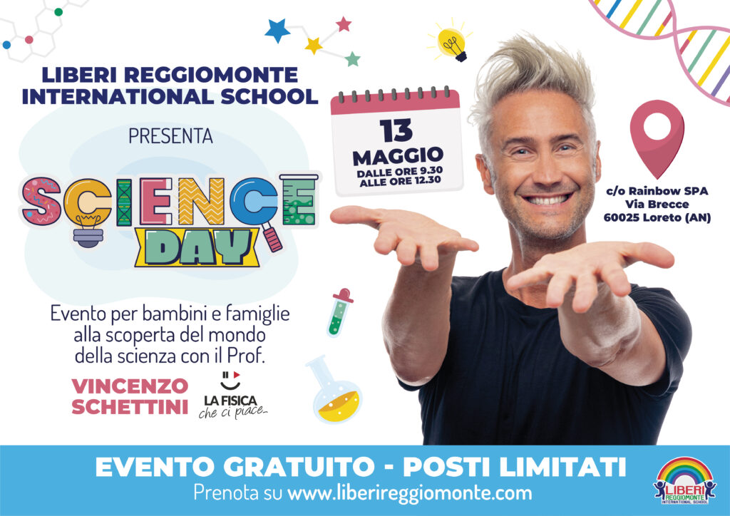 Il prof Vincenzo Schettini sabato 13 maggio sarà alla Liberi Reggiomonte International School di Loreto grazie alla Rainbow. Un’iniziativa unica per scoprire la Fisica