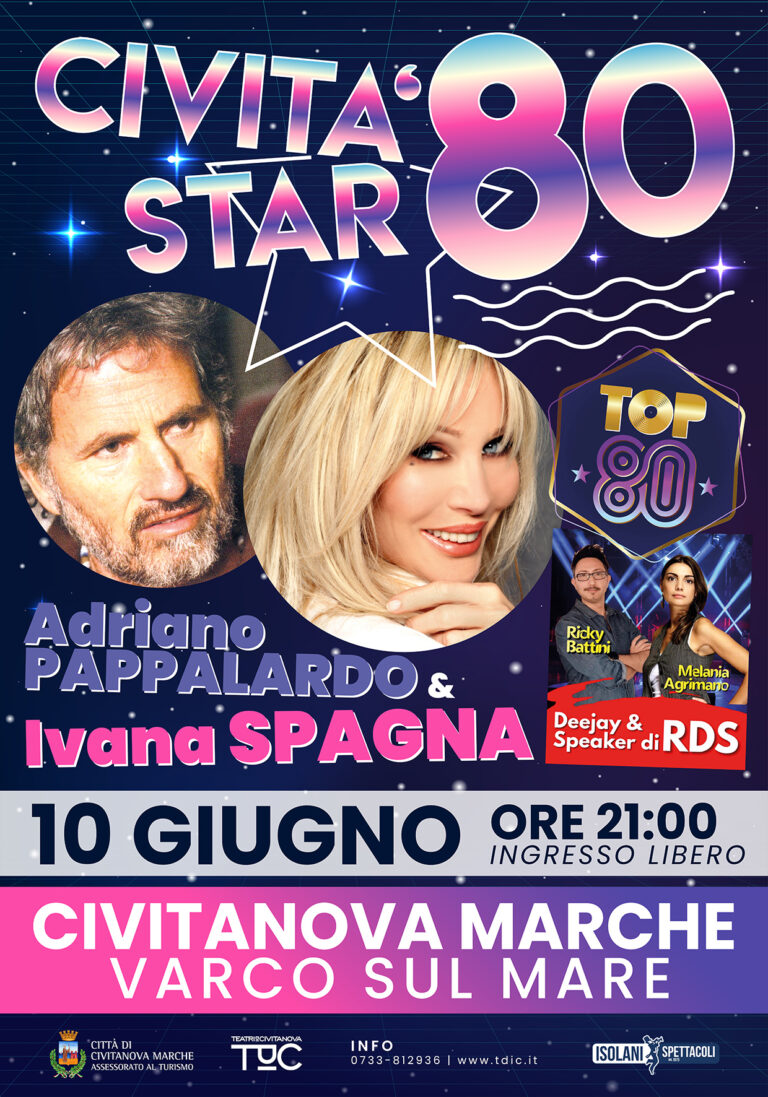 Civita Star ’80. Il 10 giugno al al Varco sul Mare di Civitanova uno show per rivivere i mitici anni Ottanta. Ospiti Adriano Pappalardo e Ivana Spagna