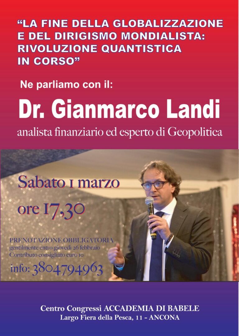 Gianmarco Landi ad Ancona. L’economia postglobale e la visione del domani