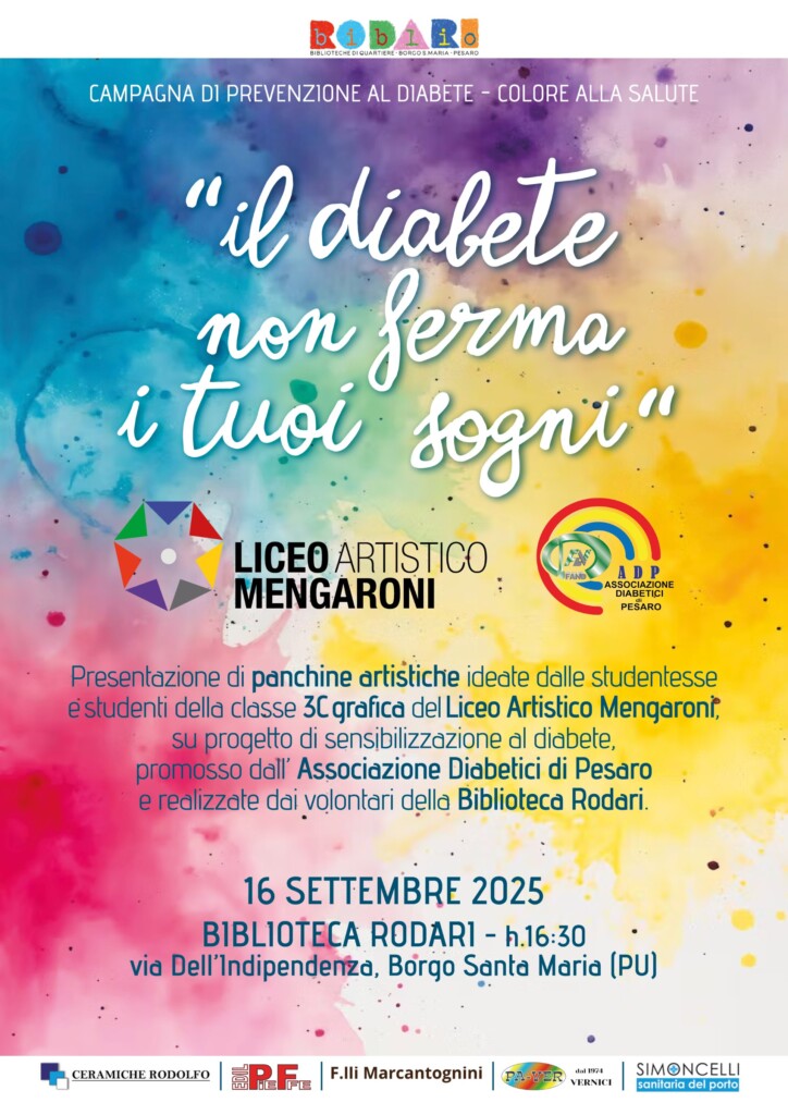 Alla biblioteca rodari una nuova panchina artistica per la campagna di prevenzione al diabete