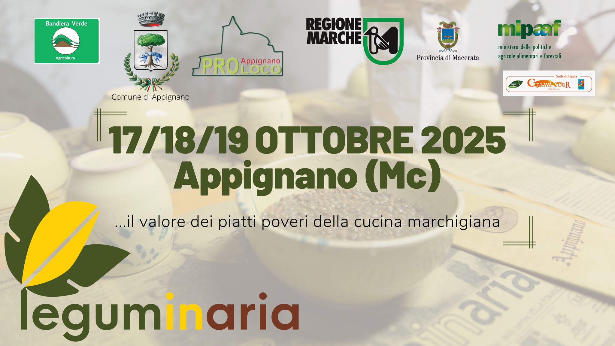 Leguminaria 2025, Appignano celebra i legumi e la ceramica dal 17 al 19 ottobre